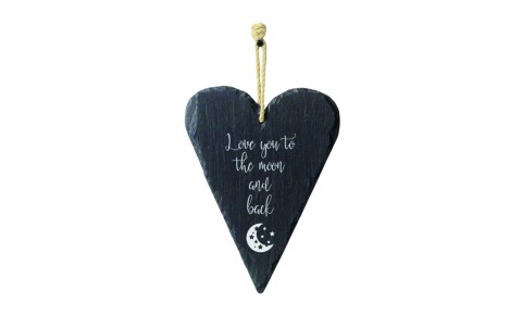 To The Moon & Back Large Slate Heart